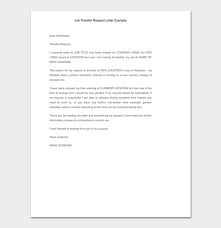 Aug 26, 2020 · sample relocation cover letter although this applicant doesn't have any connection to the area, they have visited the city in advance, which is a positive sign for hiring managers. Job Transfer Request Letter How To Write With Format Samples