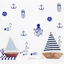 Just peel and stick on the wall! Cute Sea Life Wall Art Decals Nursery Decor Nautical Ocean Vinyl Wall Sticker Home Kids Room Wall Mural Art Decal Decoration Wall Stickers Aliexpress