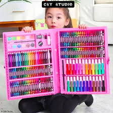 These sets include everything that is needed for kids to sit right down and start creating a fun display. 208 Pcs Colouring Set Drawing Art Kids Crayon Water Colour Oil Pastel Colour Pencil Warna Kindergarten Shopee Malaysia