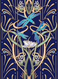 The most common art nouveau pattern material is metal. Art Nouveau Dragonfly Pattern Painting By L Diane Johnson