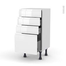 Casserolier petite profondeur bas tiroir casserolier meubles de cuisine paris ile de france a good les utilisations d'une petite casserole sont innombrables : Meuble De Cuisine Bas Ipoma Blanc Brillant 4 Tiroirs L40 X H70 X P37 Cm Oskab