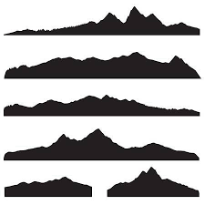 Mountains Landscape Silhouette Set Abstract High Mountain Border Landscape Silhouette Silhouette Painting Mountain Silhouette