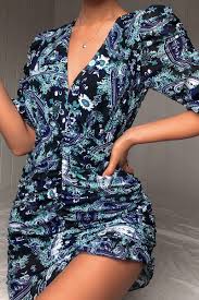 Les retours sont gratuits durant 30 jours. Robe Froncee Baroque Bleu Cinelle Paris