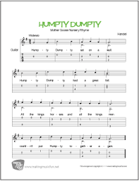 Humpty Dumpty Free Beginner Guitar Sheet Music Tab Sheet Music Guitar Sheet Music Guitar Sheet