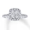 Multi-Diamond Engagement Ring 1 ct tw Princess-Cut 14K White Gold ...
