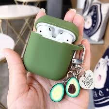 Cute Green Avocado Charm Apple Airpod Case Wireless Headphone Earphone Charging Cover Skin Holder Storage Kawaii Kore In 2020 Airpod Case Apple Phone Case Earbuds Case
