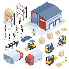 Isometric Warehouse Logistic Cargo Transport Industry Wholesale Distribution Logistics And Distributed Pallets 3d Isometric Set Objetos De Decoracao Para Quarto Desenho Chibi Ilustracoes