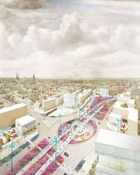 Leitbild Riebeckplatz Halle Saale Landschaftsarchitektur Modell Architektonische Zeichnung Landschaftsplanung
