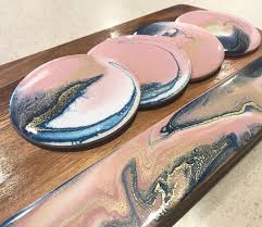 This Colour Palette Is Definitely A Favourite At The Moment Blush Pink White And Navy I Really Love The F Resin Art Painting Resin Art Acrylic Pouring Art