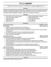 Best Journeymen Plumbers Resume Example From Professional Resume Writing Service