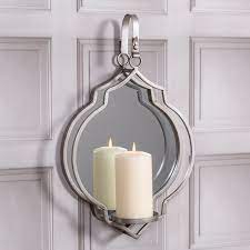 These candle sconces are the definition of simplistic elegance; Silver Candle Holder Wall Hanger Large Mirror Modern Chic Metal Sconce Gift Home Ebay