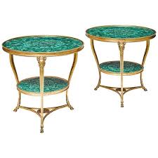Fantastic Pair Of Louis Xvi Style Gilt Bronze And Malachite Gueridons Tables For Sale Louis Xvi Style Malachite Louis Xvi