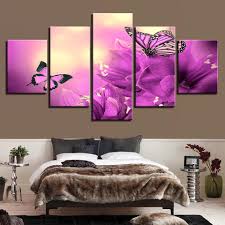 This is a stunning handcrafted metal wall flower in lovely muted tones of green, gold, and white. Order Beautiful Purple Flowers Butterflies Nature 5 Panel Canvas Art Wall Decor From Brightroomy Now