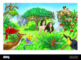 Adam & eve in garden of eden Cut Out Stock Images & Pictures - Alamy