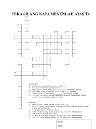Teka silang kata untuk subjek rbt tahun 5. Teka Silang Kata Sains T4