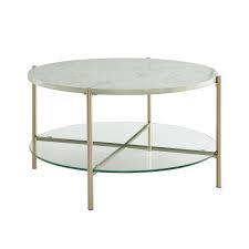 Round Modern Glam Coffee Table White Silver Saracina Home In 2020 Round Gold Coffee Table Glam Coffee Table Round Coffee Table Modern