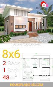 Sometimes, all it takes is a flat roof to add a contemporary edge to the design of a house. House Plans 8x6 With 2 Bedrooms Slope Roof House Plans 3d Flat Roof House House Plans Small House Design Plans