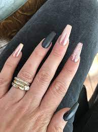 Mismatched Long Coffin Ballerina Acrylic Nails Ballerina Acrylic Nails Gold Nails Rose Gold Nails