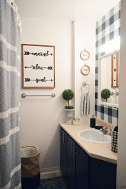 Black And White Buffalo Plaid Bathroom Decor Colorful Farmhouse Bathroom Makeover Farmhouse Bathroom Farmhouse Bathroom Decor Bathroom Makeover