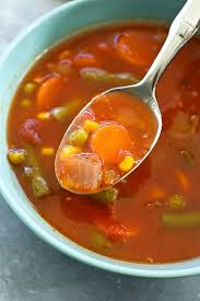 15 Minute Vegetable Soup Recipe In Bowl With Spoon Vegetable Soup Recipes Raw Tomato Recipe Weight Watcher Vegetable Soup