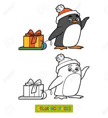 Coloring is a delicious activity for little humans. Coloring Book For Children Cute Penguin With Christmas Gift Royalty Free Cliparts Vectors And Stock Illustration Image 59235444