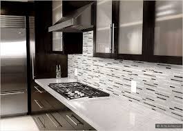 Brown Marble White Glass Backsplash Tile Modern Kitchen Dark Kitchen Cabinets Dark Kitchen