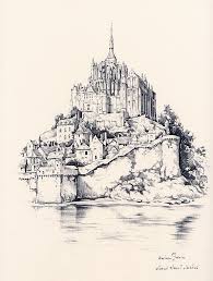 Mont Saint Michel France Drawings City Drawing Architecture Sketch