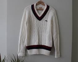 Vintage 60s Izod Lacoste V Neck Preppy Cable Knit Tennis Sweater Women S Size S M From Neonsky Vintage Of Minneapolis Mn Attic