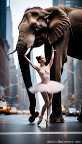 Elephant and Ballerina in New York | Stable Diffusion Online