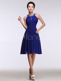 Shop the top 25 most popular 1 at the best prices! Blue Cocktail Dress Sleeveless A Line Prom Dress Beading Keyhole Crew Neck Pleated Short Homecoming Dress Wedding Guest Dress Milanoo Com