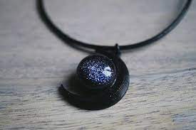 Black Moon And Blue Goldstone Necklace Moon Choker Crystal Etsy Blue Goldstone Moon Necklace Witchy Jewelry