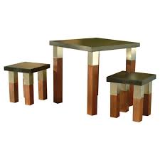 Save to favorites parsons clear glass top/ brass base 48x28 dining table. Modern Outdoor Kenji Stainless Steel Dining Table Wayfair