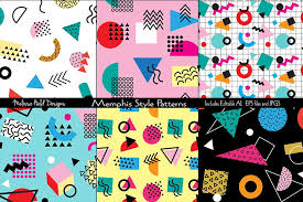 They were a collection of artists trying to break away from modernist design and create more radical designs that would end up creating the aesthetic of the 1980s. Memphis Style Seamless Patterns Grafik Von Melissa Held Designs Creative Fabrica