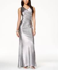 Vince camuto mock twist sleeveless dress. Vince Camuto Sleeveless Metallic Gown Dresses Women Macy S Metallic Evening Dresses Silver Evening Gowns White Evening Gowns