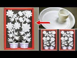 Wall Decoration Ideas How To Make A Beautiful Wall Decor With Thermocol Plate And Cardboard Youtube In 2021 Diy Vase Paper Flower Vase Beautiful Wall Decor