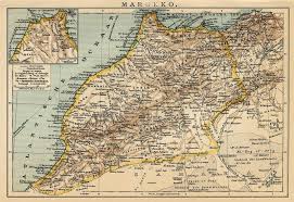 Reist u naar rabat, morocco? Marokko Een Antieke Kaart Van Marokko Door Winkler Prins Uit 1909