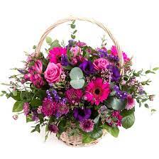 See more ideas about flower arrangements, floral arrangements, arrangement. Purple Pink Basket Arrangement Lindsay Barrow Designer Florist Haw