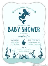 Faux Glitter Mermaid Baby Shower Invitation Girl Baby Shower Invitations