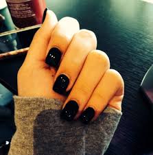 Create the most stunning looks with square acrylic nails, whether at home by yourself or in your your natural nails can be as short as anything, and yet you can still sport the fiercest stiletto, the. Solid Black Square Shellac Acrylics Square Acrylic Nails Short Acrylic Nails Nails