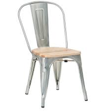 Maybe you would like to learn more about one of these? Bistro Style Metal Chair In Silver Finish With Natural Wood Seat