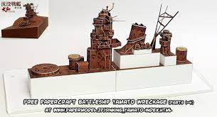 This aircraft carrier papercraft is designed by papermodel.jp, and the scale of this shi shinano named after the ancient shinano province, was an aircraft carrier of the imperial japanese navy during world war ii. Ninjatoes Papercraft Weblog Free Papercraft World War Ii Battleship Yamato Wreckage Parts 1 4