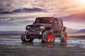 Hd Wallpaper Black Jeep Wrangler Red Front Forged Custom Wheels Track Wallpaper Flare