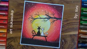Kali ini kita belajar membuat awan. Cat Couple Moonlight Cara Menggambar Pemandangan Malam Dengan Crayon Ste