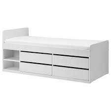 As apartments get smaller, we need smarter ways to store all our things. Slakt Bed Frame W Storage Slatted Bedbase White Twin Ikea