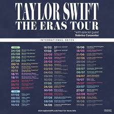 Taylor Swift secara resmi mengumumkan jadwal konser internasional "The Eras  Tour" untuk Eropa, Australia, termasuk Asia. Untuk Asia, Taylor hanya akan  datang ke Tokyo dan Singapura. Singapura menjadi satu-satunya negara Asia  Tenggara