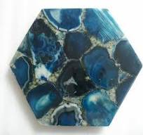 12" Blue Agate table Top Marble semi precious stones Art home decor