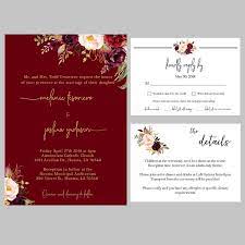 Rustic Floral Wedding Invitation Pdf Set Marsala Gold Etsy Wedding Invitation Pdf Floral Wedding Invitations Wedding Invitations