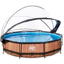 Exit Pool Wood 360x76cm Mit Abdeckung Und Filterpumpe Braun Babymarkt De Pool Poolabdeckung Gartenpools