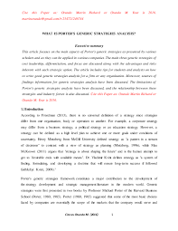 The strategies proposed depend on: Pdf What Is Porter S Generic Strategies Analysis Martin Otundo Richard Academia Edu