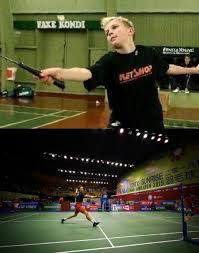 Badminton courts have a length of 44' (13.4 m), but double courts are 20' (6.1 m) wide while single courts are reduced to 17' (5.18 m. Random Thoughts From Viktor Axelsen Sunrise Badminton Network